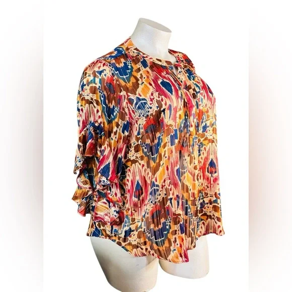 Vince Camuto Colorful Ruffle Sleeve Blouse - Picture 3 of 7